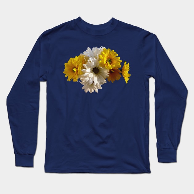 Daisies - White and Yellow Daisies Long Sleeve T-Shirt by SusanSavad